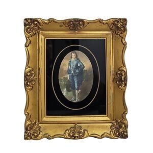 Vintage Ornate Gold Picture Frame Baroque Wall Decor Blue Boy Bridgerton USA